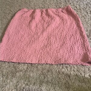 See You Monday Pink Bouclé Mini Skirt